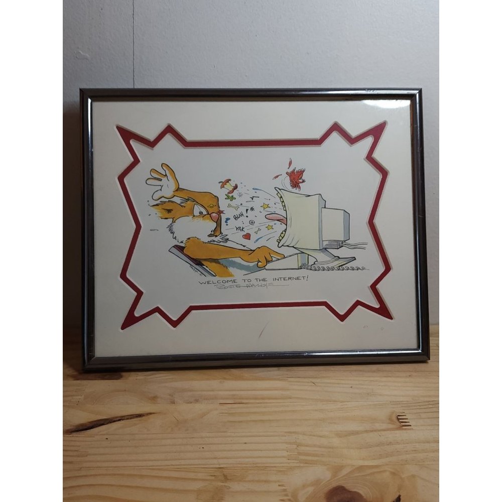 Vintage Robert Marble - "Welcome to the Internet” Cartoon Lithograph New Signed